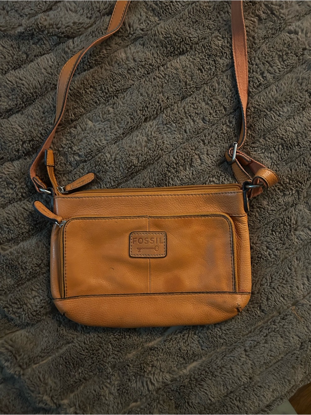 Fossil Cognac Leather Crossbody Purse